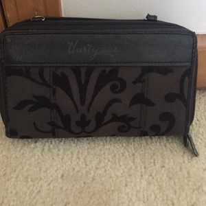 Black Thirty One Double Zip Wallet